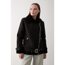 Siyah İçi Kürklü Mont Siyah