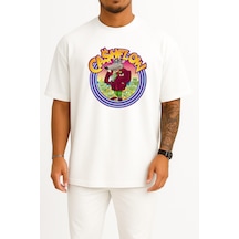 Bahriyeli Collection Oversize Cashflow 101 Rich Dad Poor Göğüs Tasarımlı Unisex T-shirt Beyaz