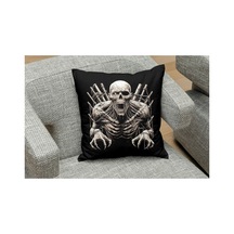 Skull Ve Çığlık Desenlı Kare Yastık Kılıfı Çok Renklı
