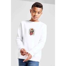 Tshirthane Basketball Jordan Bulls Baskılı Unisex Çocuk Beyaz Sweatshirt