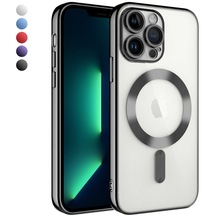 Iphone Uyumlu 13 Pro Max Kılıf Magsafe Özellikli Metal Lazer Silikon Kapak