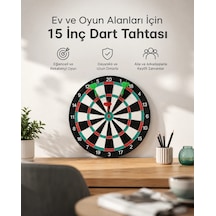 Mey İthalat 15 İnç Büyük Boy Dart Tahtası Ev Oyun Seti 4 Adet Metal Uç Oklu