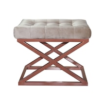 Evodeko Bakır Çapraz Ayaklı Krem Puf