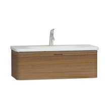 56141 Vitra Nest Trendy Tek Çekmeceli Lavabo Dolabı, 100 Cm, Hareli Doğal Ahşap Lavabo Dahil