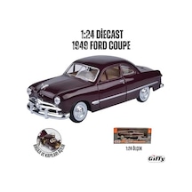 Giffy / 1949 Coupe 1:24 Ölçek Die-cast Kutulu Full Metal Koleksiyonluk Oyuncak Klasik Araç Model Araba Kahverengi Kahverengi