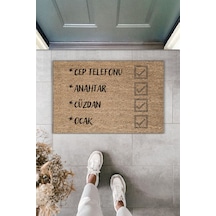 Rugmood Modern Dijital Baskı Paspas - Hatırlatma Paspası - Kapı Önü Paspası 70x45cm Kahverengi