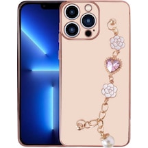 Apple Uyumlu iPhone 13 Pro Kılıf Çiçek Desenli Askılı Tutamaçlı Kamera Korumalı Kapak Taka