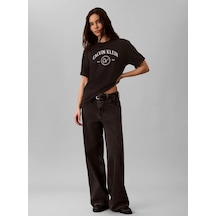Calvin Klein Ss Relaxed Varsıty C, Ub1 Siyah Kadın T-shirt