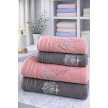Özdilek Soft Leaf Best Set Hamam Takımı Pembe-antrasit Çok Renkli