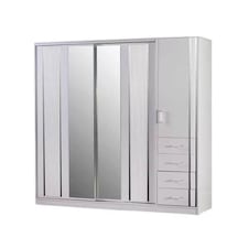 Pırlanta 220 Cm Gri Sürgülü Gardırop