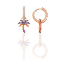 Gümüş Rose Zirkon Taşlı Palmiye Küpe N11.48525