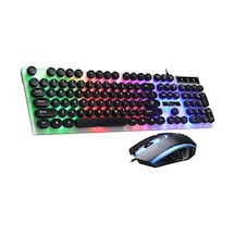 Zgb G21 Işıklı Kablolu Klavye + Mouse Seti Siyah - Siyah Optik