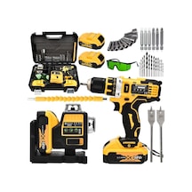 Prohummer Ph190 Akülü 58vf Lazer Terazi Ve Vidalama Matkap Seti Sarı