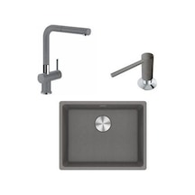 Franke Marıs Mrg 210/110-52 Stone Grey Granit Eviye +actıve Plus Doccıa Armatür+ Comfort Sıvı Sabunluk Üçlü Set Kampanya Krom