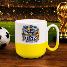 Bk Gift İsveç Taraftar Temalı 2026 Dünya Kupası Tasarımlı Sarı Joyful Kupa Bardak Beyaz