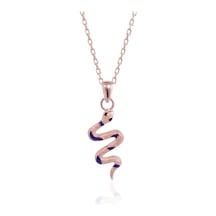 Minamis Silver Lacivert Mineli Yılan Kolye-2185