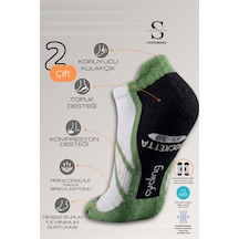 Socketta 2'li Siyah/fıstık Yeşili Üniseks Dikişsiz Esnek Hafif Anatomik Patik Bisiklet Çorabı - Premium Siyah-fıstık Yeşili