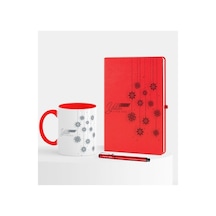 Kişiye Özel Yılbaşı Mutlu Yıllar Temalı Kırmızı Defter Kalem Kupa (398226113)