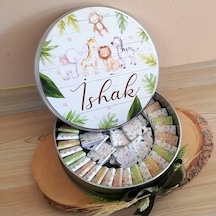 Hayvan Tasarımlı Bebek Çikolatası Metal Kutu 100'lü