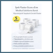 Agc Uygun Sepet İpek Flaster 5 Cm X 5 M 5 Adet Medikal Sabitleme Bandı Hipoalerjenik Yapışkanlı Cerrahi Flaster Agc
