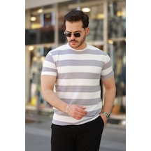 Erkek Çift Renk Pamuklu Örme Kumaş Kısa Kollu T-shirt Siyah