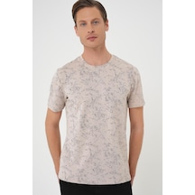 Efor Comfort Fit Bisiklet Yaka Batik Görünmlü Kısa Kol Casual Bej Tişört Ts 905 Bej