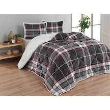 Merinos Comforter Tek Kişilik Yorgan Seti - Anna Gri Gri - Kırmızı
