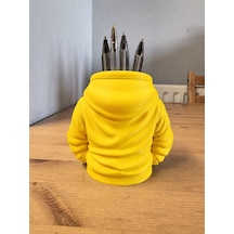 Bezos 3d Baskı Kapüşonlu Sweatshirt Kalemlik - Masaüstü Organizer-sarı 22