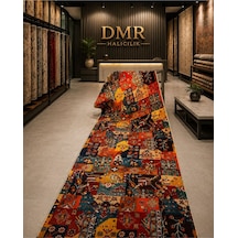 Dmr Halıcılık Klim Desenli Otantik Renkli Modern Kaymaz Taban Salon Hol, Koridor Mutfak Yıkanabilir Jel Kesme Yolluk Kirmizi