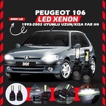 Peugeot 106 1993-2002 Uzun-kısa Far Uyumlu Şimşek Etkili Led Xenon Light Series H4