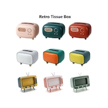 Stil C Sarı-retro Doku Kutusu Masaüstü Kağıt Tutucu Vintage Doku Kağıt Saklama Peçete Kutusu Organizatör Doku Kutusu Dağıtıcı Radyo Model Kılıf