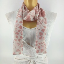 Tedz Collection Paredora Benekli Pembe Krem Uzun Fular Çok Renkli