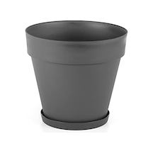 Ys08 Yalı Saksı Drenaj Aparatlı Tabaklı Dekoratif Saksı 55cm, 76 Litre Antrasit