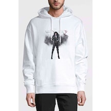 The Witcher Baskılı Beyaz Erkek Örme Kapşonlu Sweatshirt (531028961)