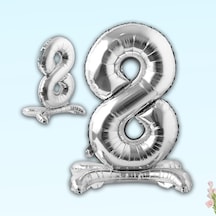 8 Rakam Ayaklı Folyo Balon. 65 CM - Gümüş