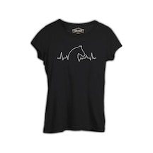 Horse On The Heartline Siyah Kadın Tshirt 001