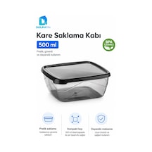 Kare Saklama Kabı 500 Ml Füme Şeffaf Siyah Kapaklı Buzdolabı Kabı Bpa İçermez