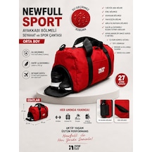Newfull Sport Ayakkabı Bölmeli Astarlı Su Geçirmez Seyahat Ve Spor Çantası-orta Boy Kırmızı