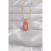 316l Çelik Gold Renk Mor Mineli El Figür Tarot Kolye