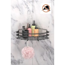 Tekno Tel St-107 Yapışkanlı Kancalı Köşelik Banyo Rafı Siyah
