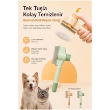Tek Tuşla Temizlenen Basmalı Kedi Köpek Tüy Toplama Tarağı Paslanmaz Çelik Uçlu Tarak
