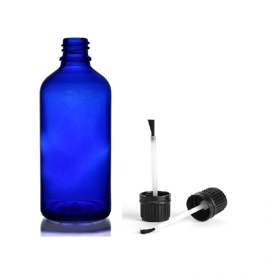 50ml Mavi Cam Şişe Fırça Kapaklı, 24 Adet, Ecza Şişesi, Kozmetik Şişe, Yapıştırıcı Şişesi, Yağ Şişesi Diğer