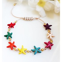 Karışık Renkli Deniz Yıldızı Kadın Ayarlanabilir Asansör Kilit Halhal Çok Renkli