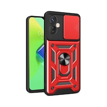 Herşeytrend İnfinix Hot 30 4g Kılıf Pars Lens Yüzüklü Silikon - Kırmızı Çok Renkli Diğer