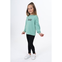 Toontoy Kids Toontoy Kız Çocuk Beauty Baskılı Taytlı Takım Yeşil