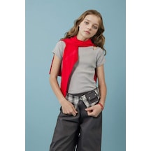 Defacto Fitilli Kaşkorse Tişört Kız Çocuk H0066a826smgr451 Gri-gr451