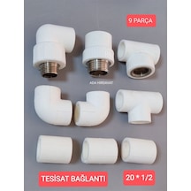 Pvc Boru 20 1/2 Pprc Kalorifer Doğalgaz Su Tesisatı Bağlantı Parçaları Seti 9 Parça