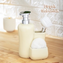 Porsima 277745 Sıvı Sabunluk Fırçalı Süngerlikli Sabunluk Krem
