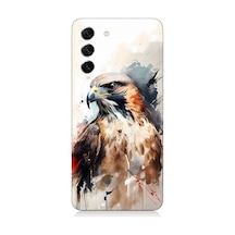 Samsung Galaxy S21 Fe Uyumlu Siyah Beyaz Asil Kartal Desenli Silikon Kılıf