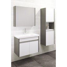 Aden 65 Cm Banyo Dolabı - Antrasit / Beyaz Boy Dolap Dahil Antrasit Beyaz